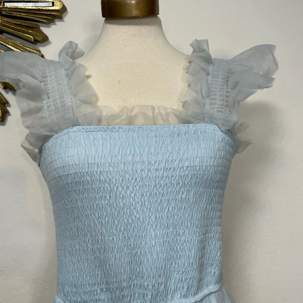 Mable Fiori Light Blue Tulle Tiered Maxi Dress - Picture 10 of 10